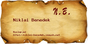 Niklai Benedek névjegykártya